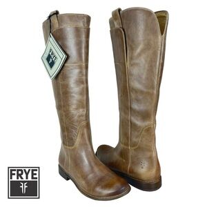NWT Frye Paige Women 7.5B Tan Tall‎ Pull On Riding Leather Boots